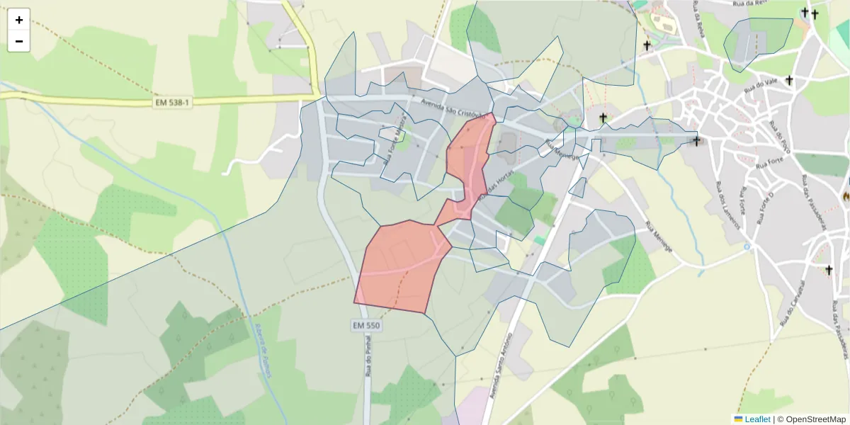 Mapa detalhado do código postal 6320-661 com limites, códigos postais vizinhos e agências dos correios