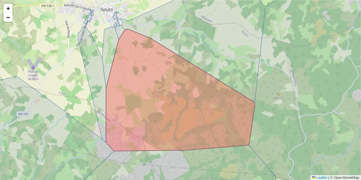 Mapa detalhado do código postal 6320-668 com limites, códigos postais vizinhos e agências dos correios