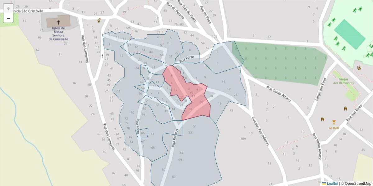 Mapa detalhado do código postal 6320-673 com limites, códigos postais vizinhos e agências dos correios
