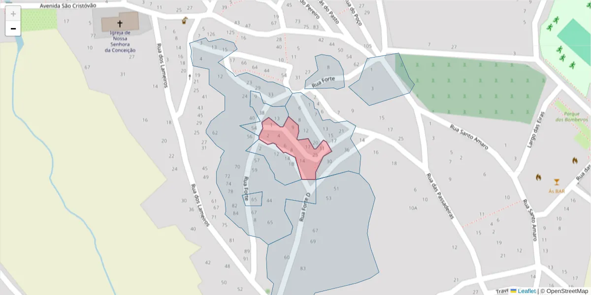 Mapa detalhado do código postal 6320-674 com limites, códigos postais vizinhos e agências dos correios