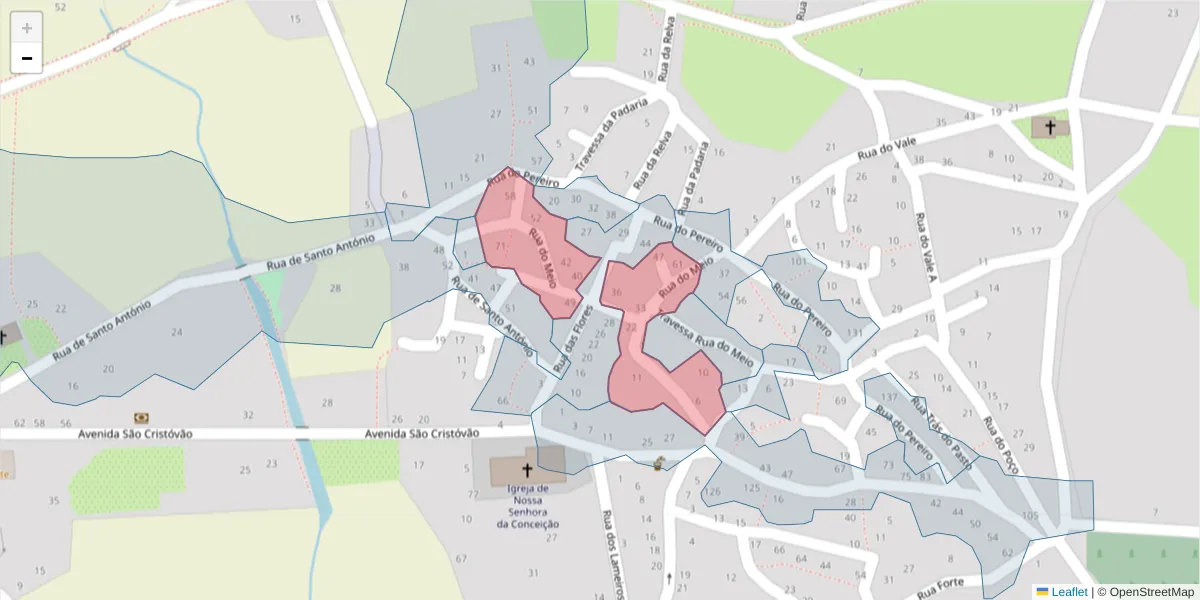 Mapa detalhado do código postal 6320-677 com limites, códigos postais vizinhos e agências dos correios