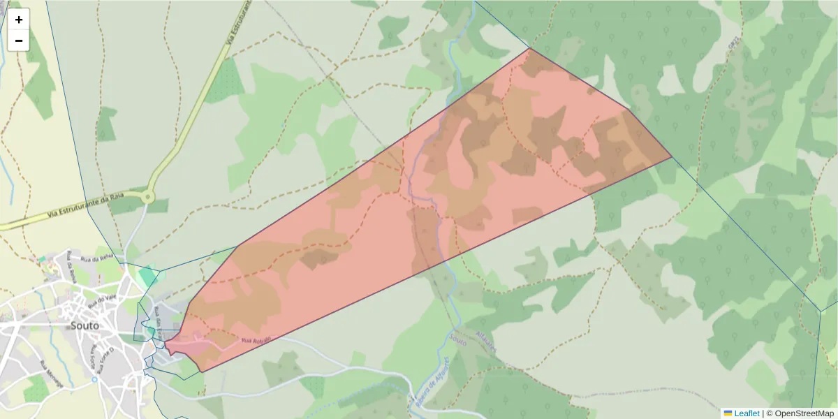Mapa detalhado do código postal 6320-684 com limites, códigos postais vizinhos e agências dos correios