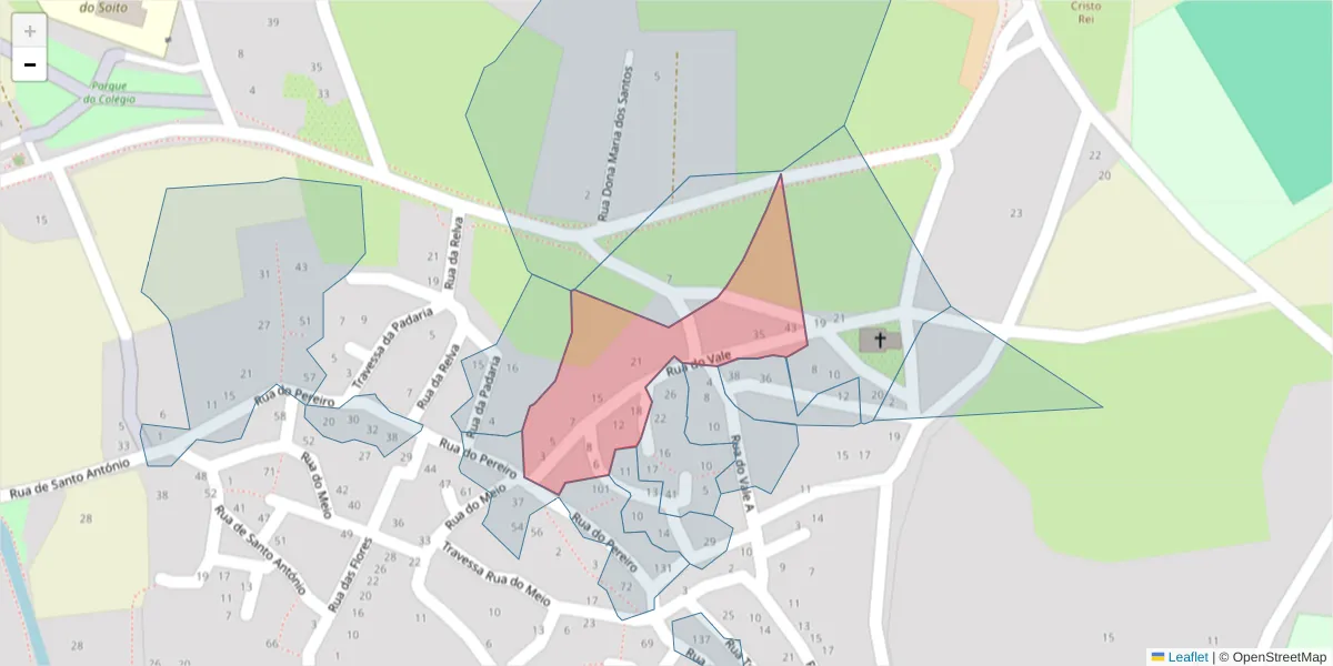 Mapa detalhado do código postal 6320-686 com limites, códigos postais vizinhos e agências dos correios