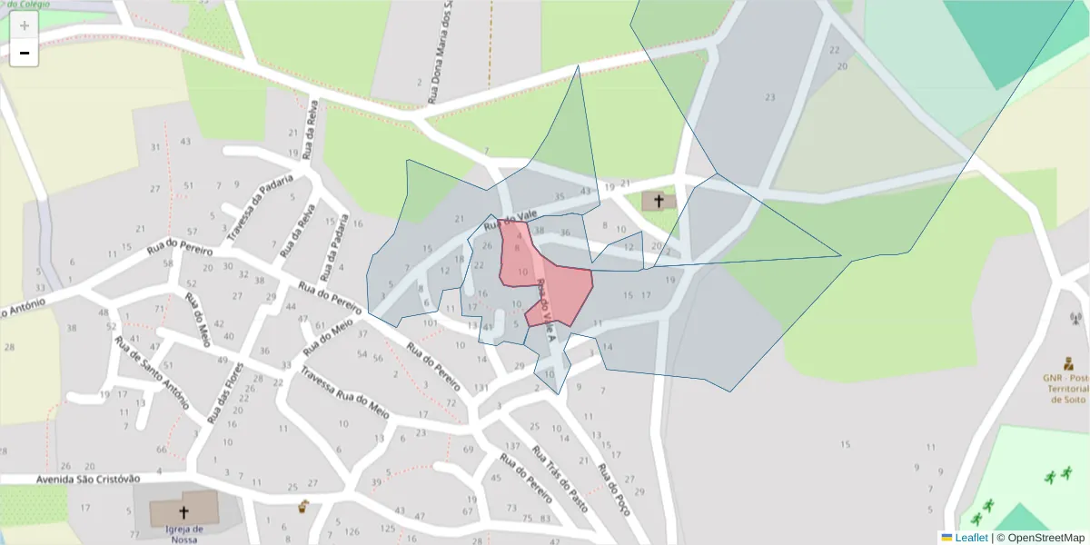 Mapa detalhado do código postal 6320-687 com limites, códigos postais vizinhos e agências dos correios