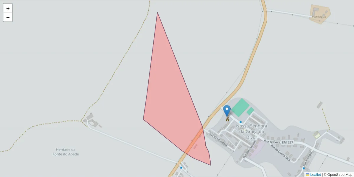 Mapa detalhado do código postal 7000-015 com limites, códigos postais vizinhos e agências dos correios