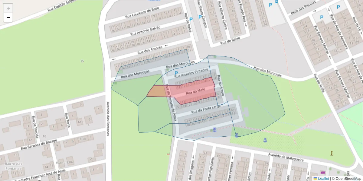 Mapa detalhado do código postal 7000-063 com limites, códigos postais vizinhos e agências dos correios
