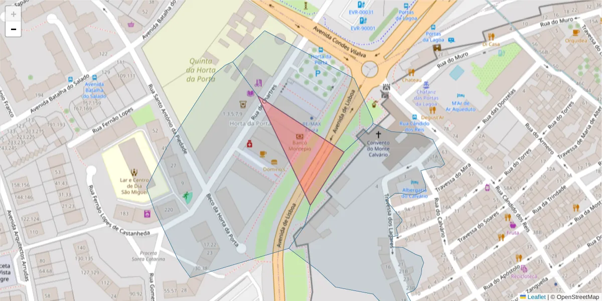 Mapa detalhado do código postal 7000-219 com limites, códigos postais vizinhos e agências dos correios