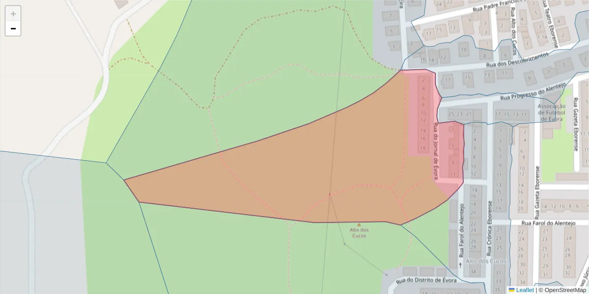 Mapa detalhado do código postal 7000-462 com limites, códigos postais vizinhos e agências dos correios