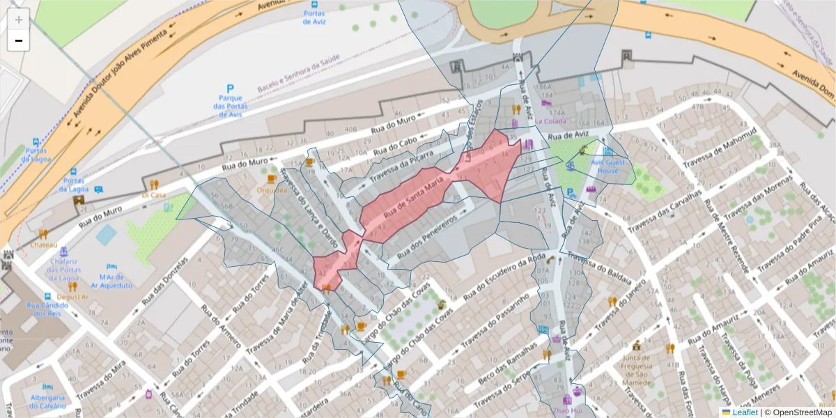 Mapa detalhado do código postal 7000-592 com limites, códigos postais vizinhos e agências dos correios