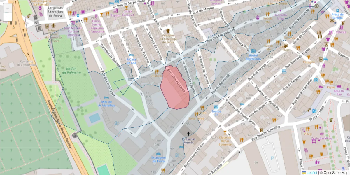 Mapa detalhado do código postal 7000-643 com limites, códigos postais vizinhos e agências dos correios