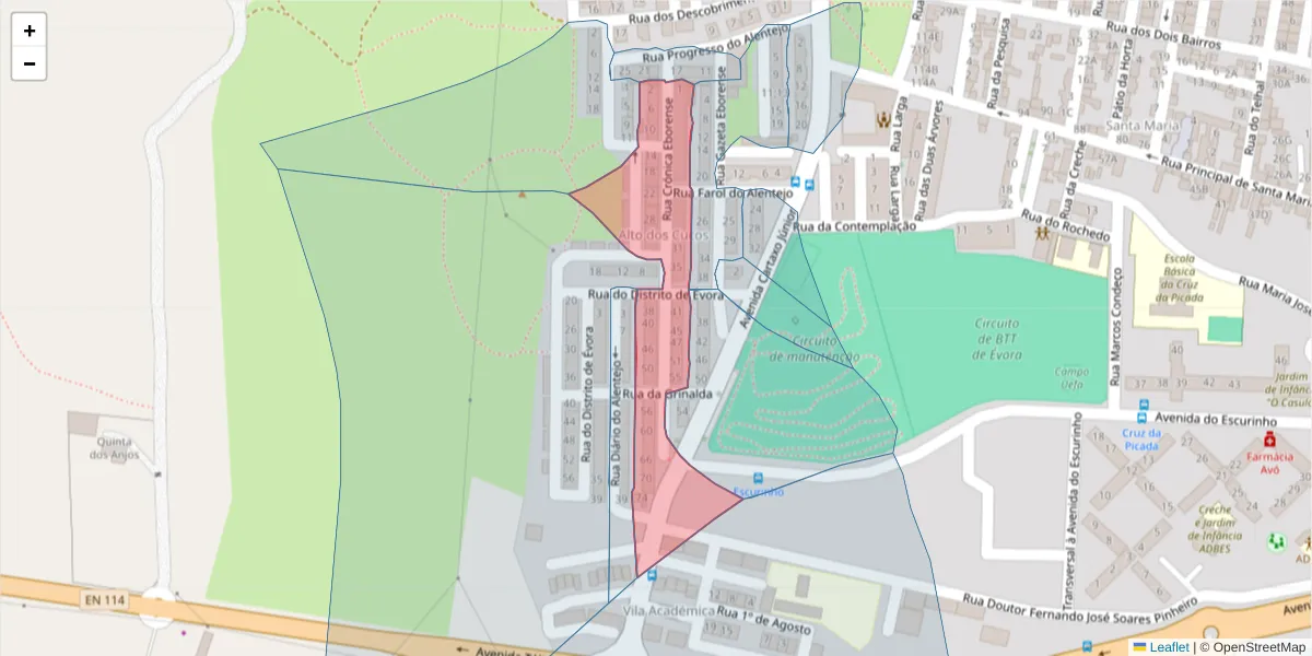 Mapa detalhado do código postal 7000-691 com limites, códigos postais vizinhos e agências dos correios