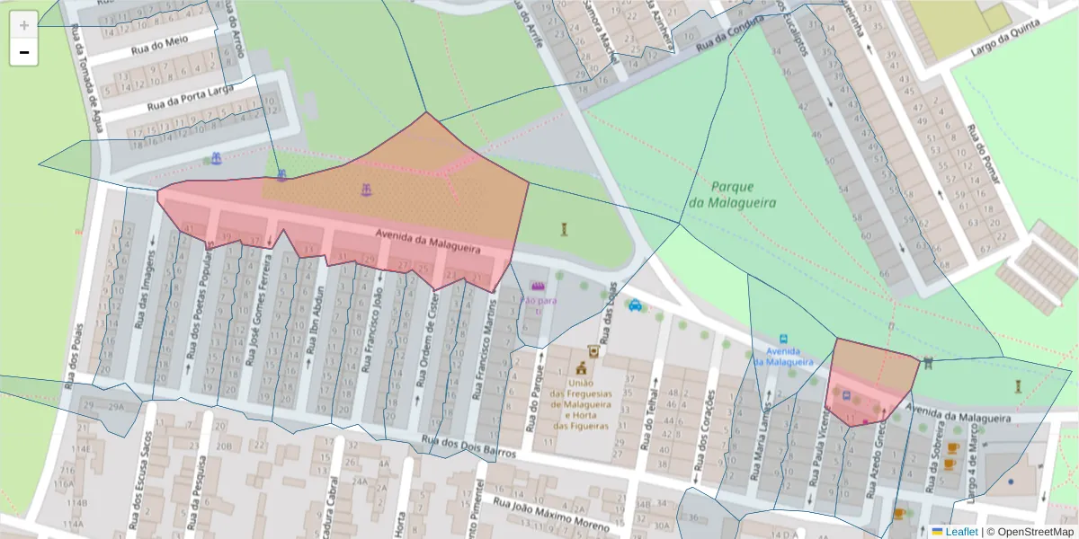Mapa detalhado do código postal 7000-705 com limites, códigos postais vizinhos e agências dos correios