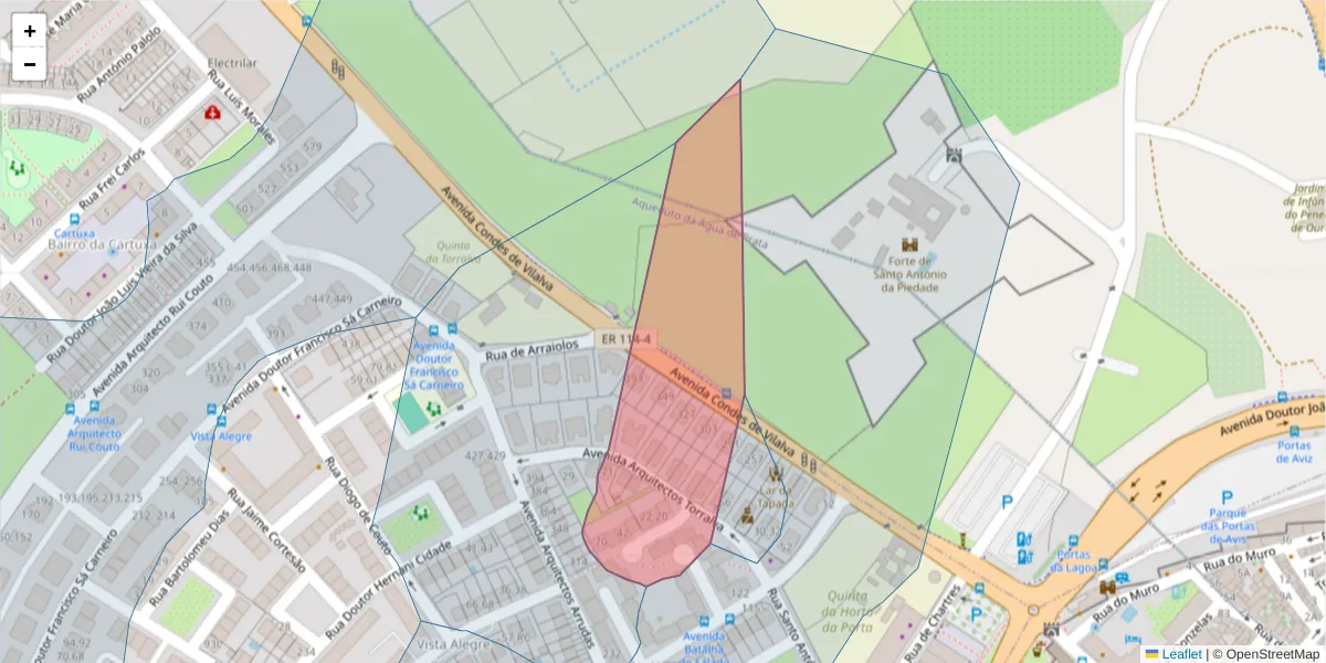 Mapa detalhado do código postal 7000-937 com limites, códigos postais vizinhos e agências dos correios