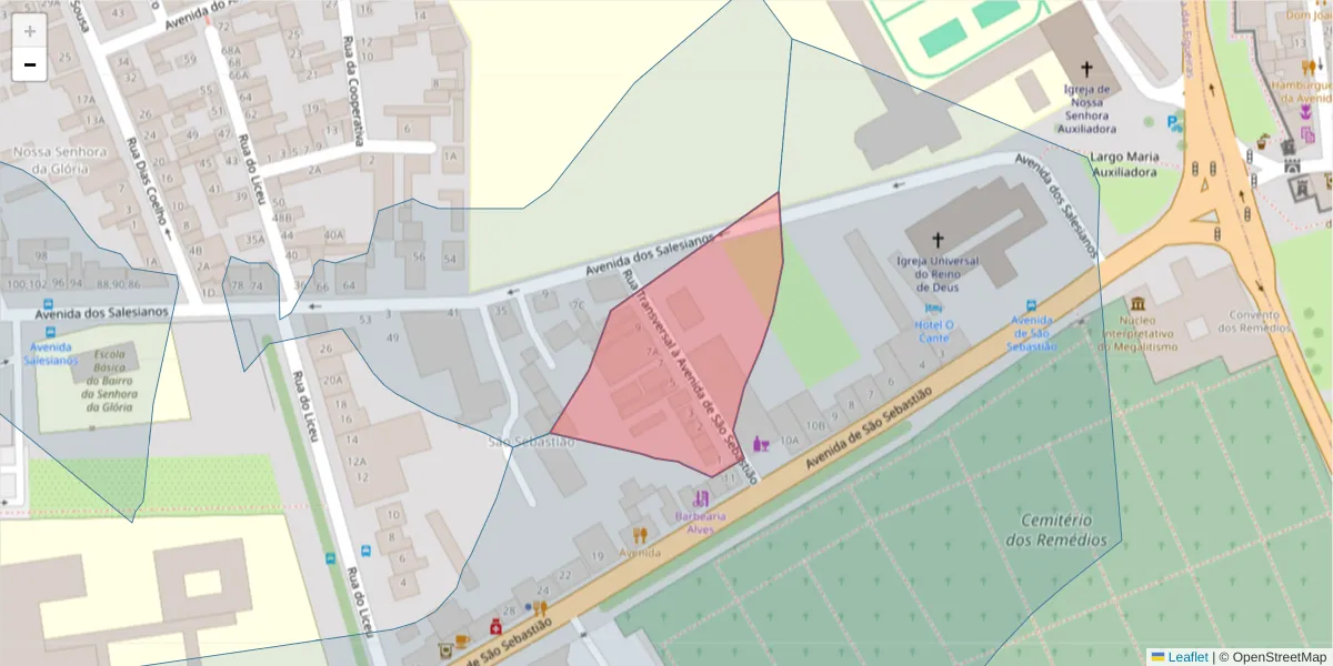 Mapa detalhado do código postal 7000-940 com limites, códigos postais vizinhos e agências dos correios