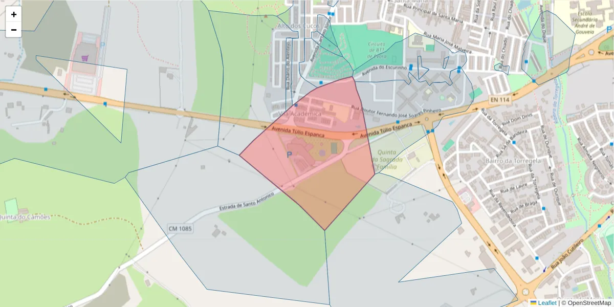 Mapa detalhado do código postal 7000-969 com limites, códigos postais vizinhos e agências dos correios