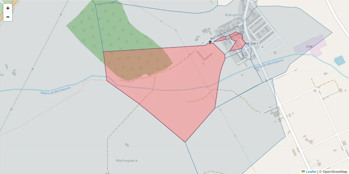 Mapa detalhado do código postal 7005-100 com limites, códigos postais vizinhos e agências dos correios