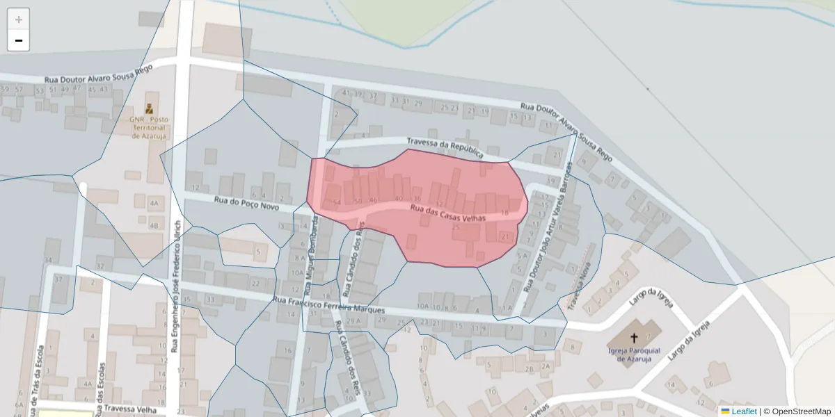 Mapa detalhado do código postal 7005-113 com limites, códigos postais vizinhos e agências dos correios