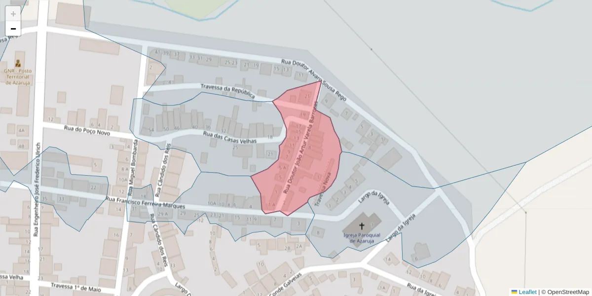 Mapa detalhado do código postal 7005-116 com limites, códigos postais vizinhos e agências dos correios