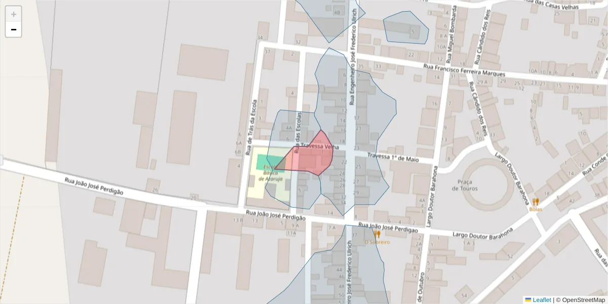 Mapa detalhado do código postal 7005-125 com limites, códigos postais vizinhos e agências dos correios