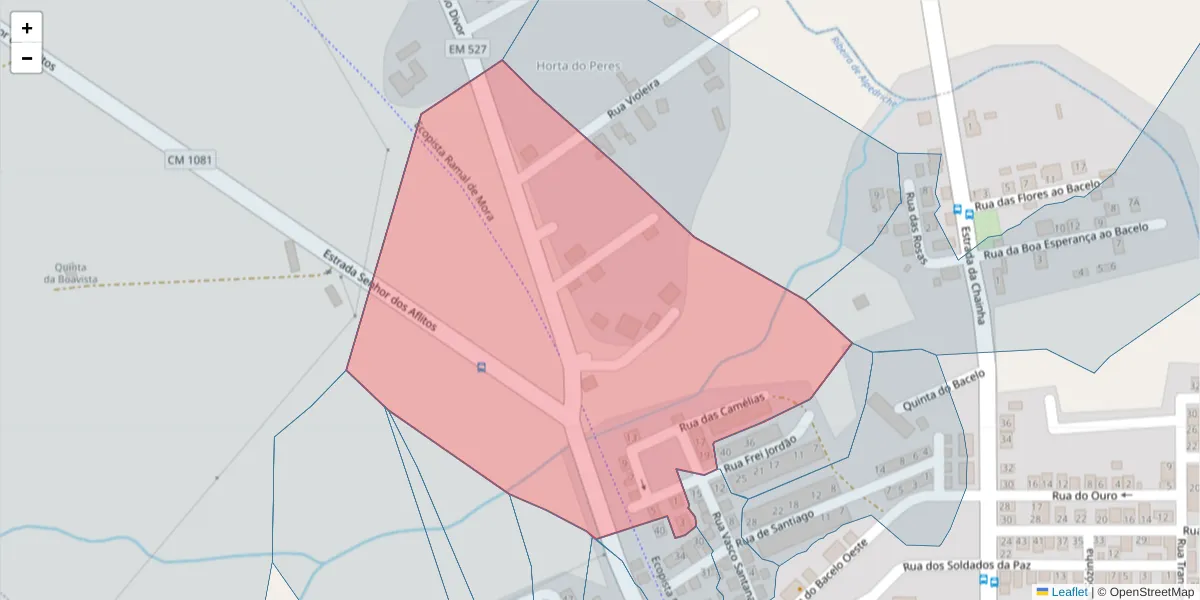 Mapa detalhado do código postal 7005-221 com limites, códigos postais vizinhos e agências dos correios
