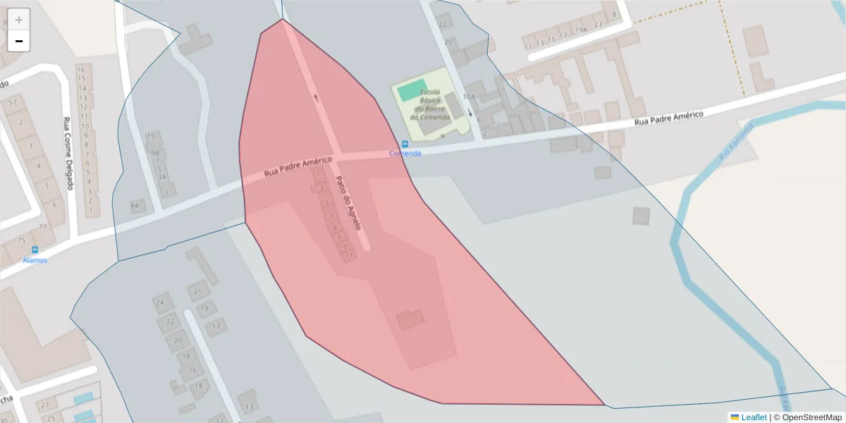 Mapa detalhado do código postal 7005-228 com limites, códigos postais vizinhos e agências dos correios