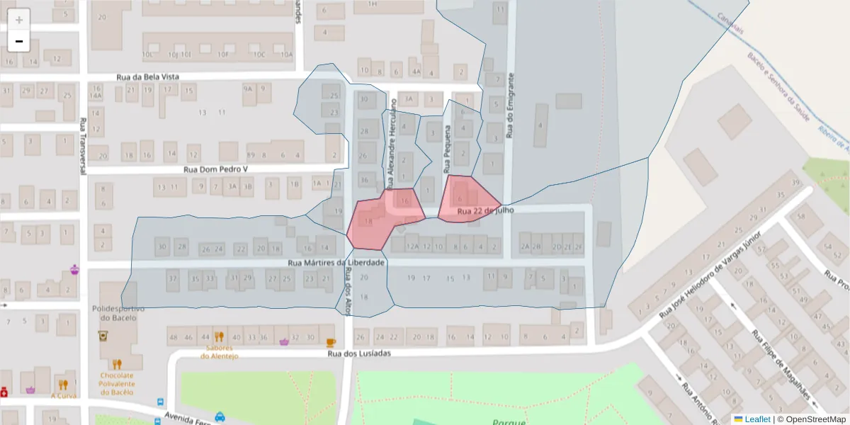 Mapa detalhado do código postal 7005-274 com limites, códigos postais vizinhos e agências dos correios