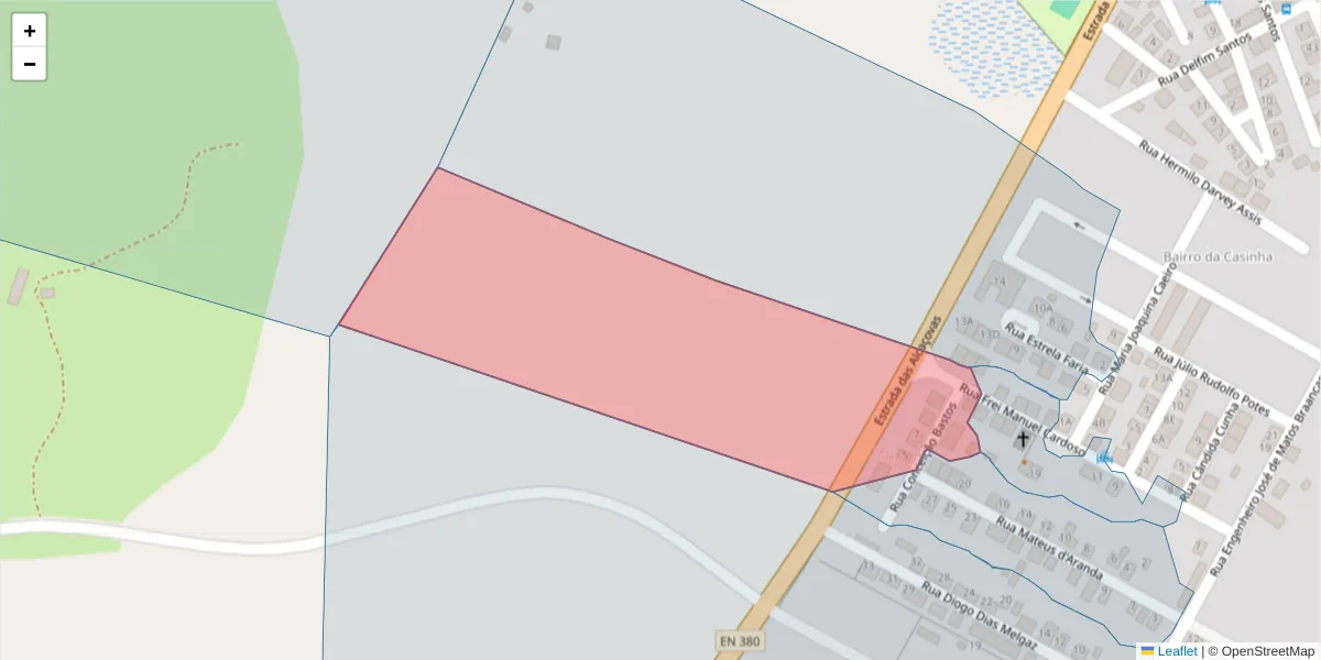 Mapa detalhado do código postal 7005-330 com limites, códigos postais vizinhos e agências dos correios