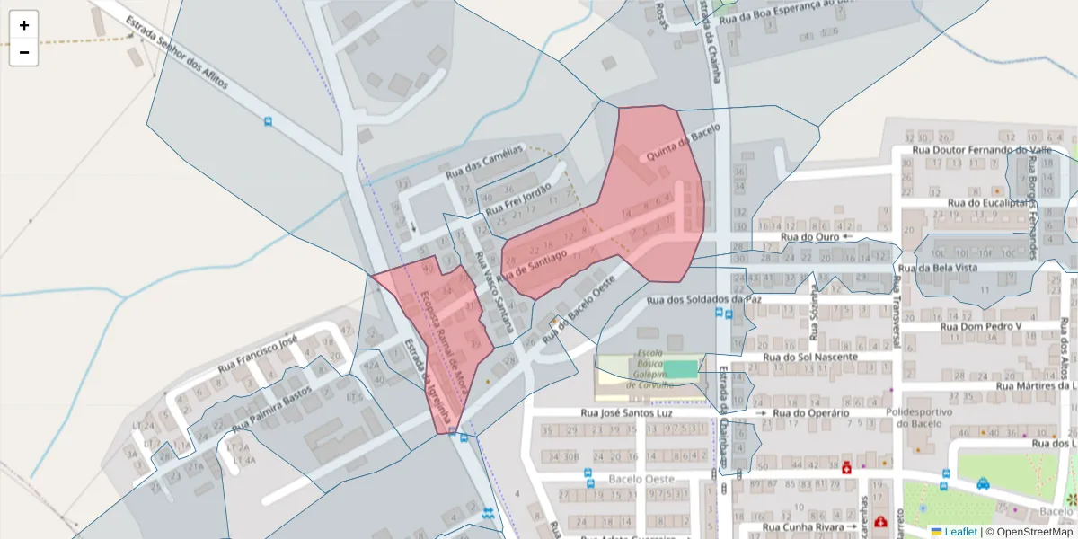 Mapa detalhado do código postal 7005-400 com limites, códigos postais vizinhos e agências dos correios