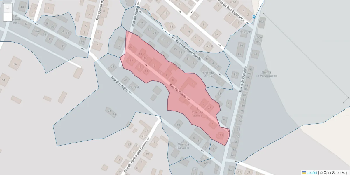 Mapa detalhado do código postal 7005-428 com limites, códigos postais vizinhos e agências dos correios