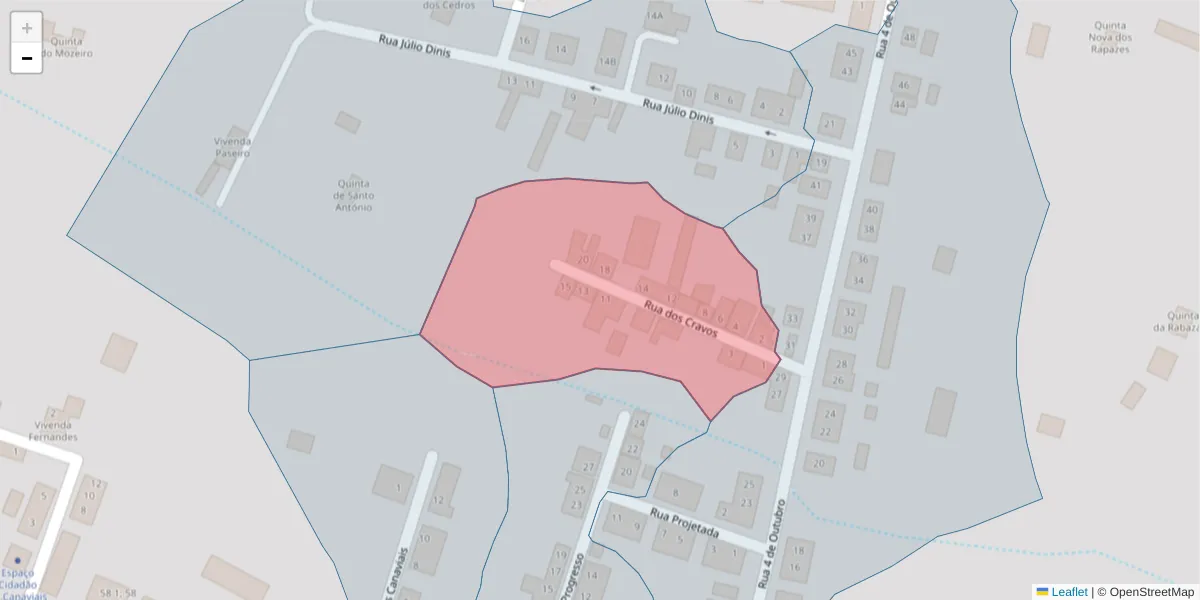 Mapa detalhado do código postal 7005-463 com limites, códigos postais vizinhos e agências dos correios