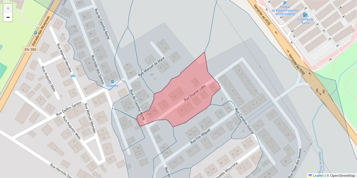 Mapa detalhado do código postal 7005-472 com limites, códigos postais vizinhos e agências dos correios