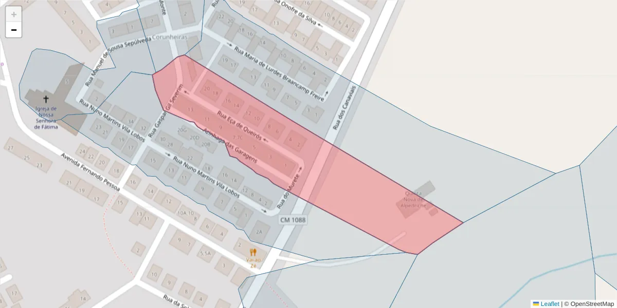 Mapa detalhado do código postal 7005-474 com limites, códigos postais vizinhos e agências dos correios