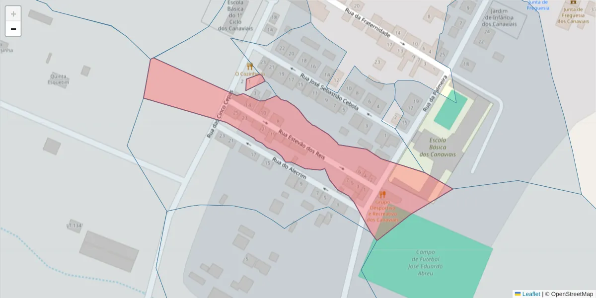 Mapa detalhado do código postal 7005-481 com limites, códigos postais vizinhos e agências dos correios