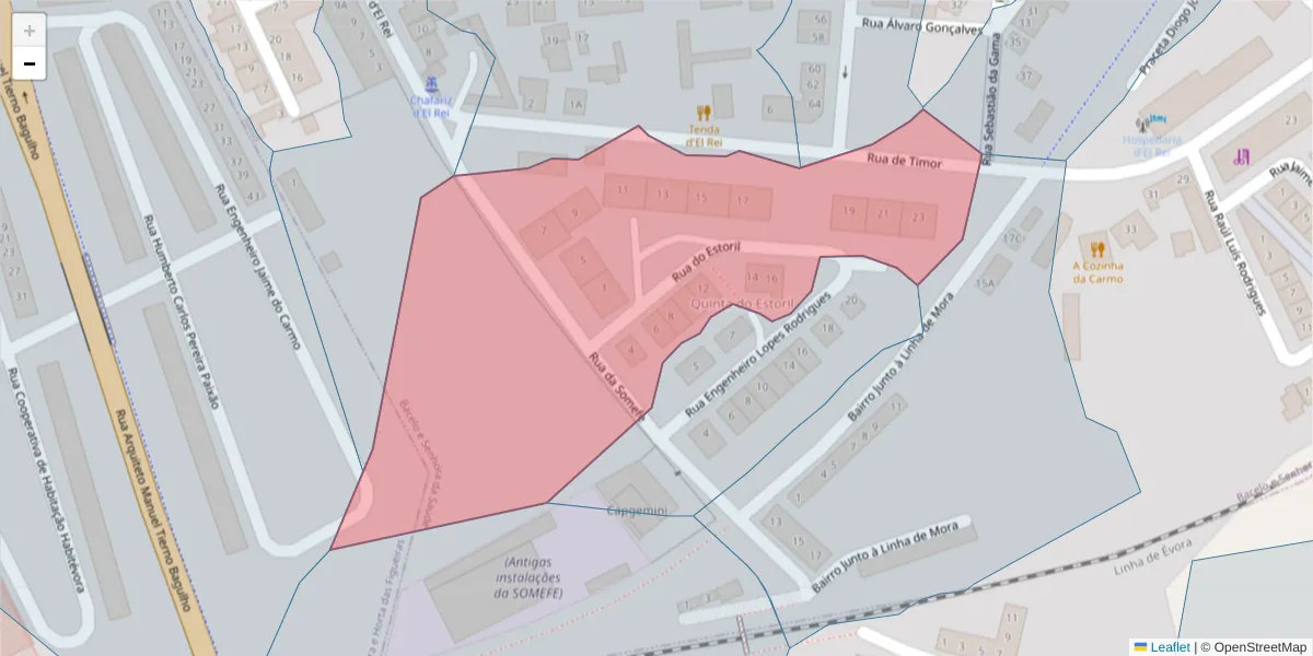 Mapa detalhado do código postal 7005-482 com limites, códigos postais vizinhos e agências dos correios