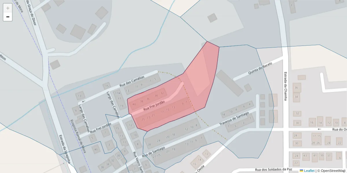 Mapa detalhado do código postal 7005-494 com limites, códigos postais vizinhos e agências dos correios