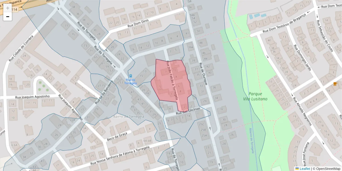 Mapa detalhado do código postal 7005-541 com limites, códigos postais vizinhos e agências dos correios
