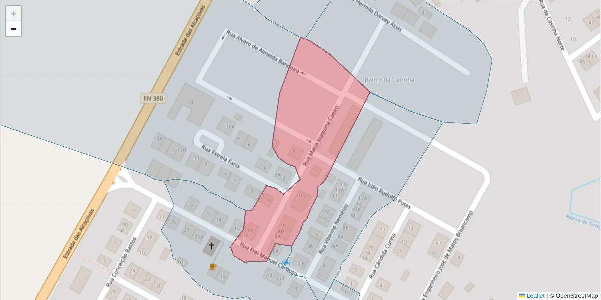 Mapa detalhado do código postal 7005-555 com limites, códigos postais vizinhos e agências dos correios