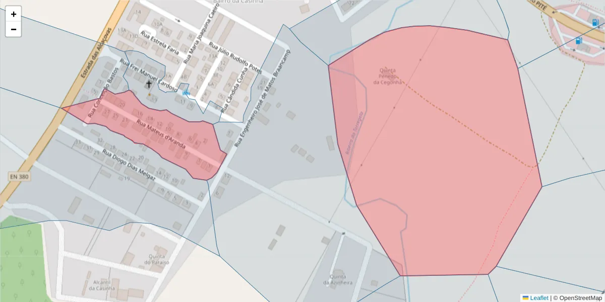 Mapa detalhado do código postal 7005-559 com limites, códigos postais vizinhos e agências dos correios