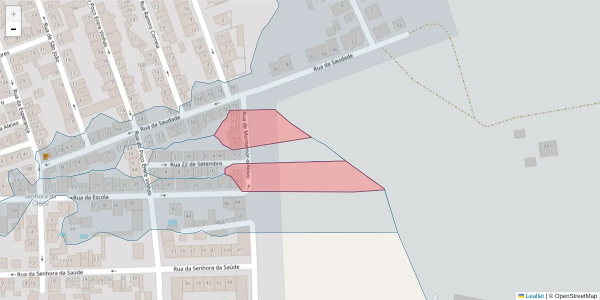 Mapa detalhado do código postal 7005-561 com limites, códigos postais vizinhos e agências dos correios