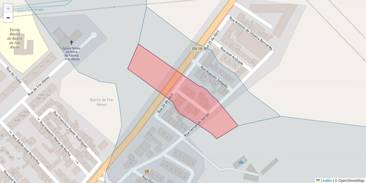 Mapa detalhado do código postal 7005-566 com limites, códigos postais vizinhos e agências dos correios