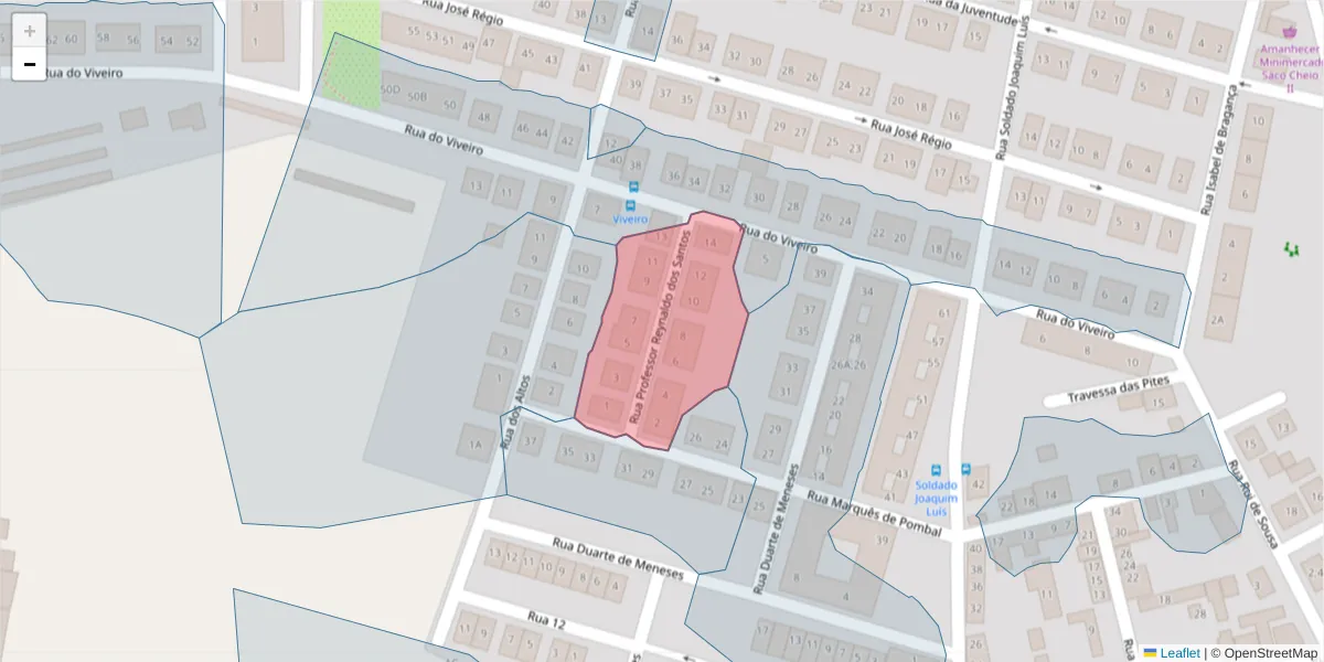 Mapa detalhado do código postal 7005-587 com limites, códigos postais vizinhos e agências dos correios