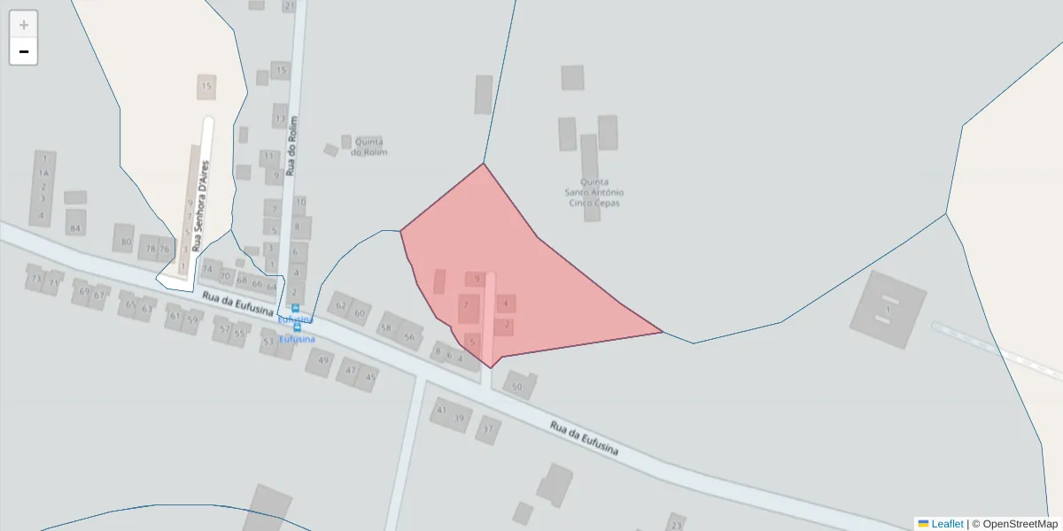 Mapa detalhado do código postal 7005-589 com limites, códigos postais vizinhos e agências dos correios