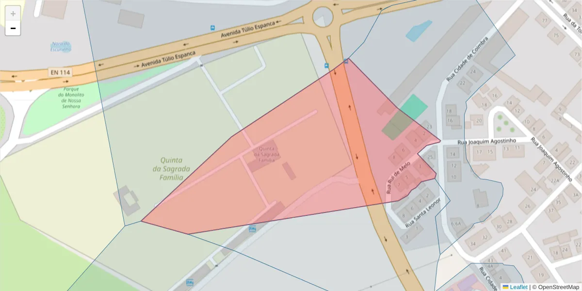 Mapa detalhado do código postal 7005-598 com limites, códigos postais vizinhos e agências dos correios