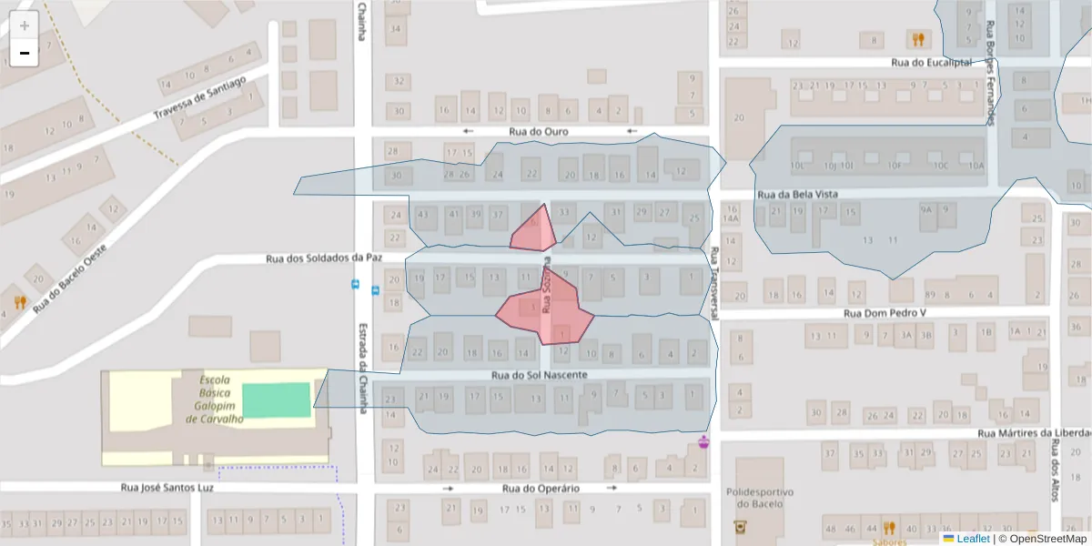 Mapa detalhado do código postal 7005-626 com limites, códigos postais vizinhos e agências dos correios