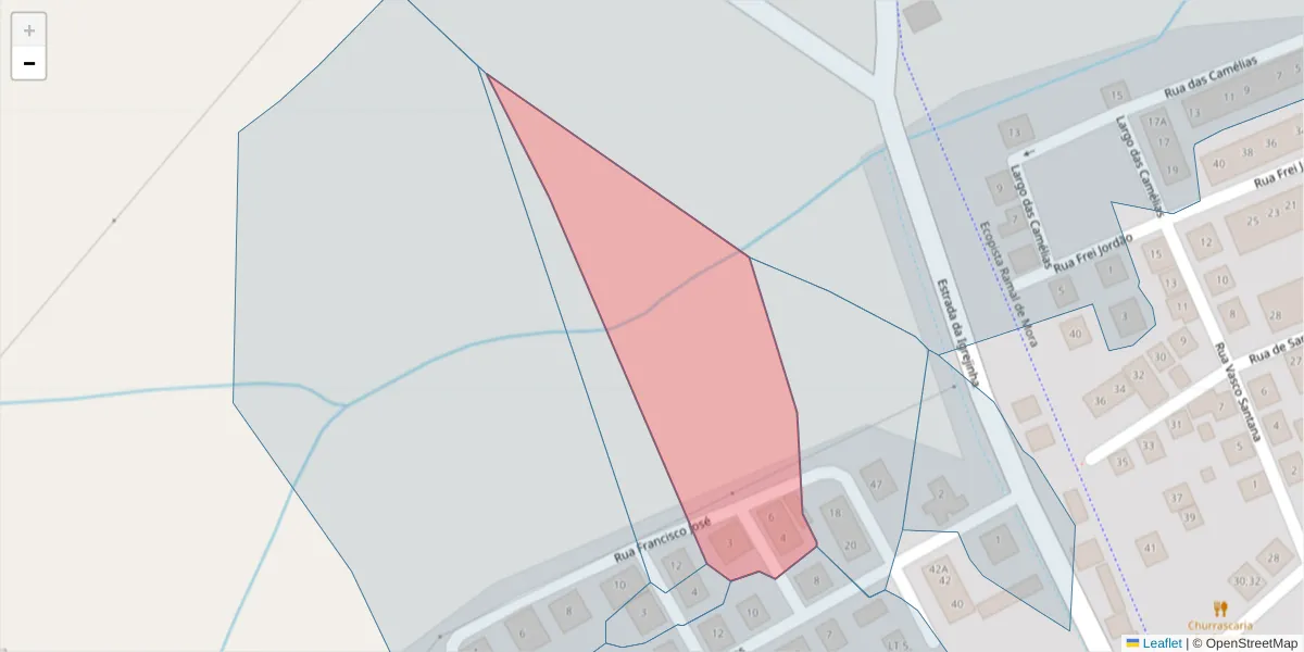 Mapa detalhado do código postal 7005-643 com limites, códigos postais vizinhos e agências dos correios