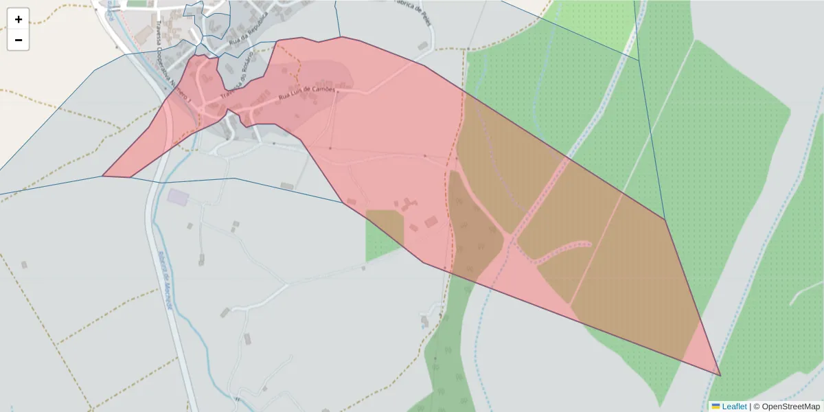 Mapa detalhado do código postal 7005-688 com limites, códigos postais vizinhos e agências dos correios