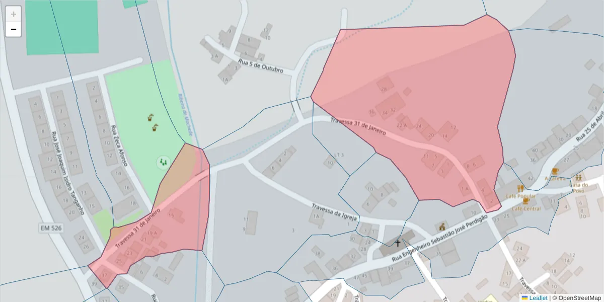 Mapa detalhado do código postal 7005-694 com limites, códigos postais vizinhos e agências dos correios