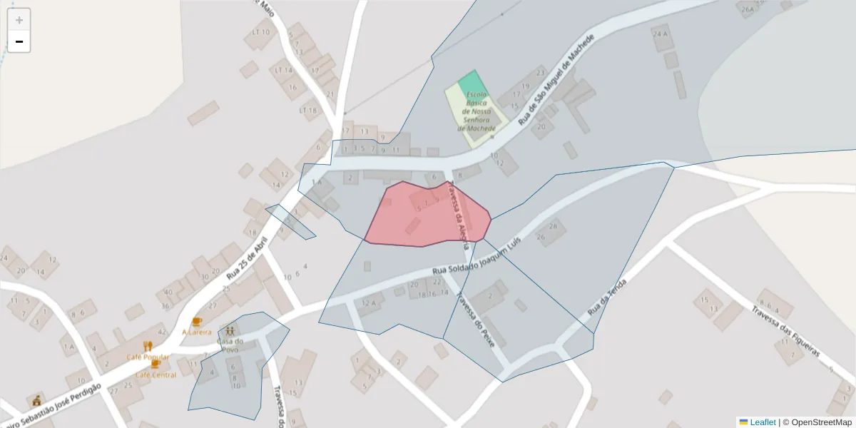 Mapa detalhado do código postal 7005-695 com limites, códigos postais vizinhos e agências dos correios