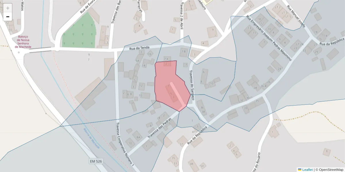 Mapa detalhado do código postal 7005-698 com limites, códigos postais vizinhos e agências dos correios