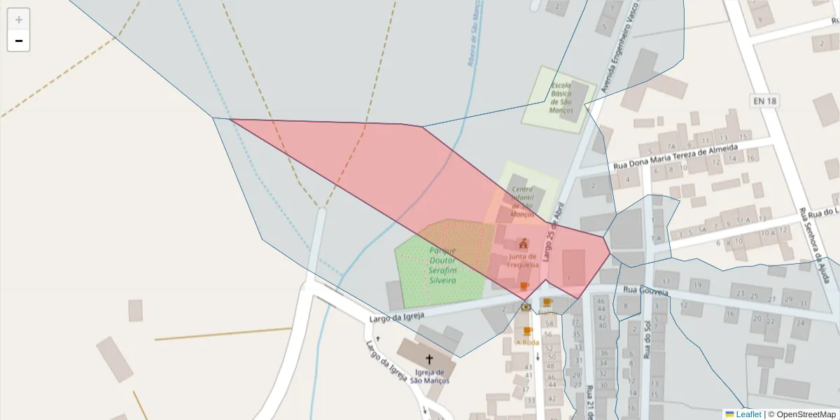 Mapa detalhado do código postal 7005-722 com limites, códigos postais vizinhos e agências dos correios